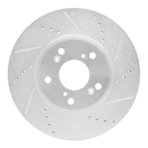 Honda Accord Brake Rotor (1) - Front Right - R1 Concepts - Drilled & Slotted - Silver - `13-`25